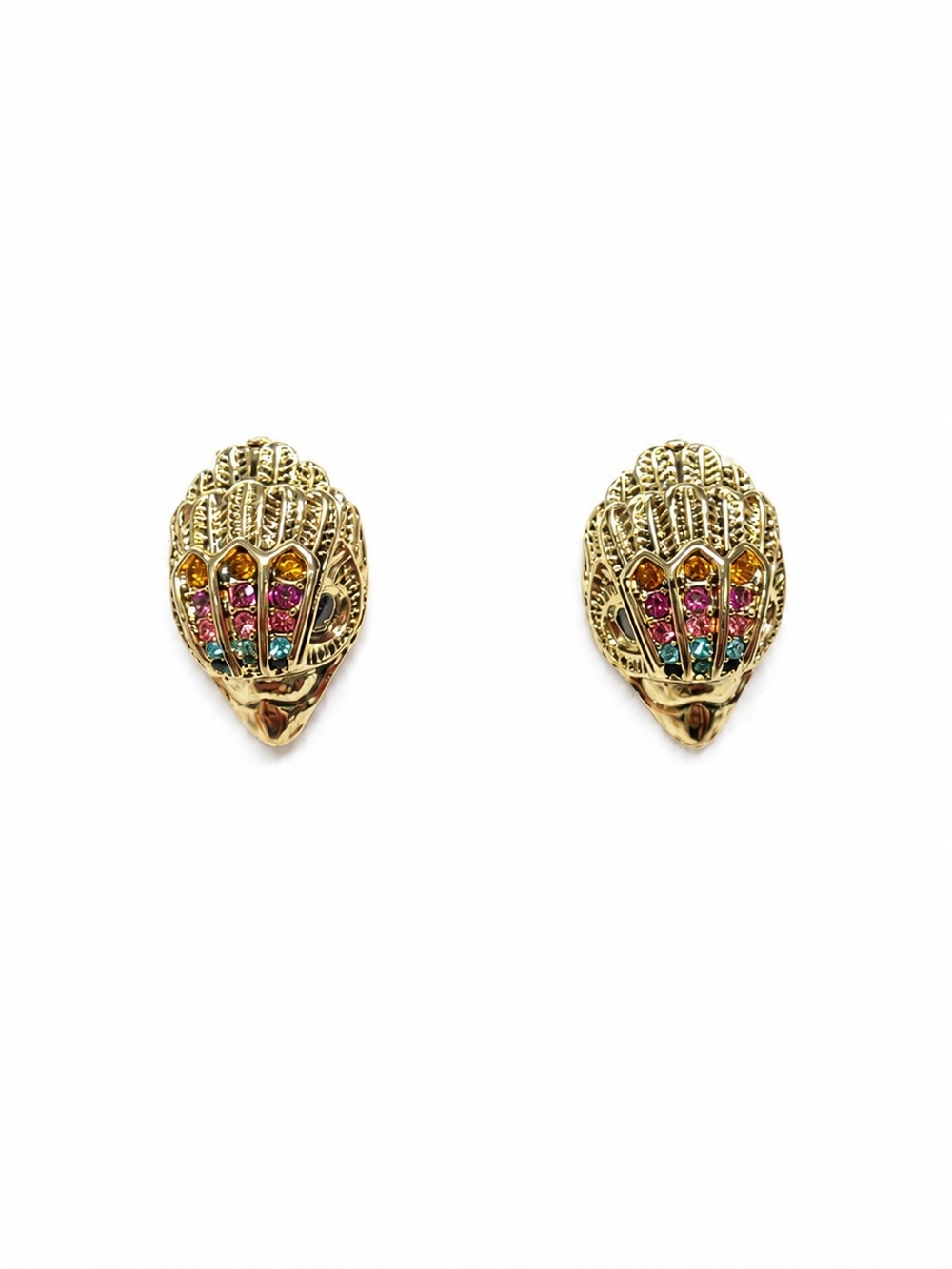 Gold & Rhinestone Bird Earrings